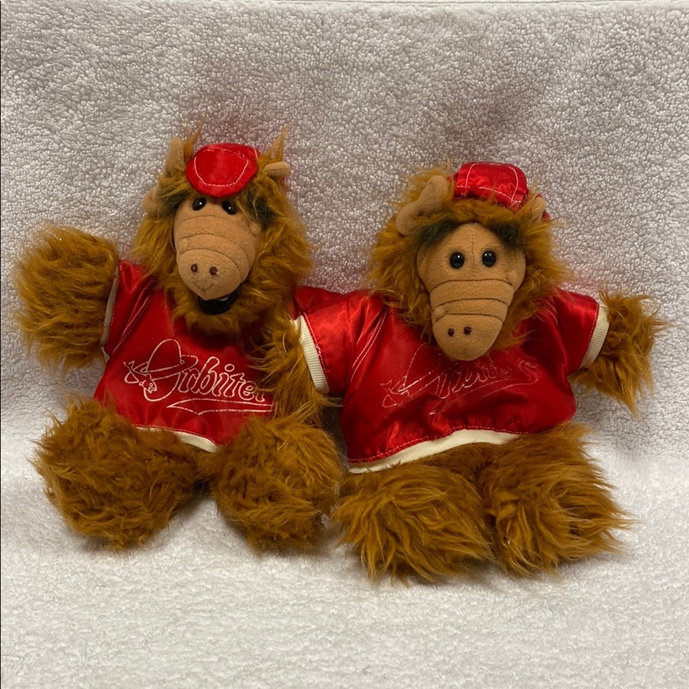 Vintage 1988 ALF Alien Plush Orbiters Baseball Hand Puppets Burger King Promo